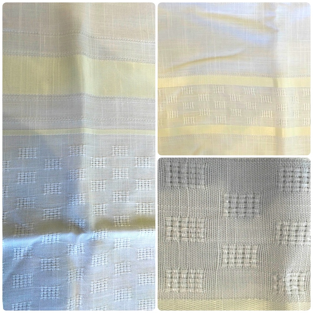 Elegant White Table Cloth Yellow Accents Linen Rectangular 66x51 NWOT